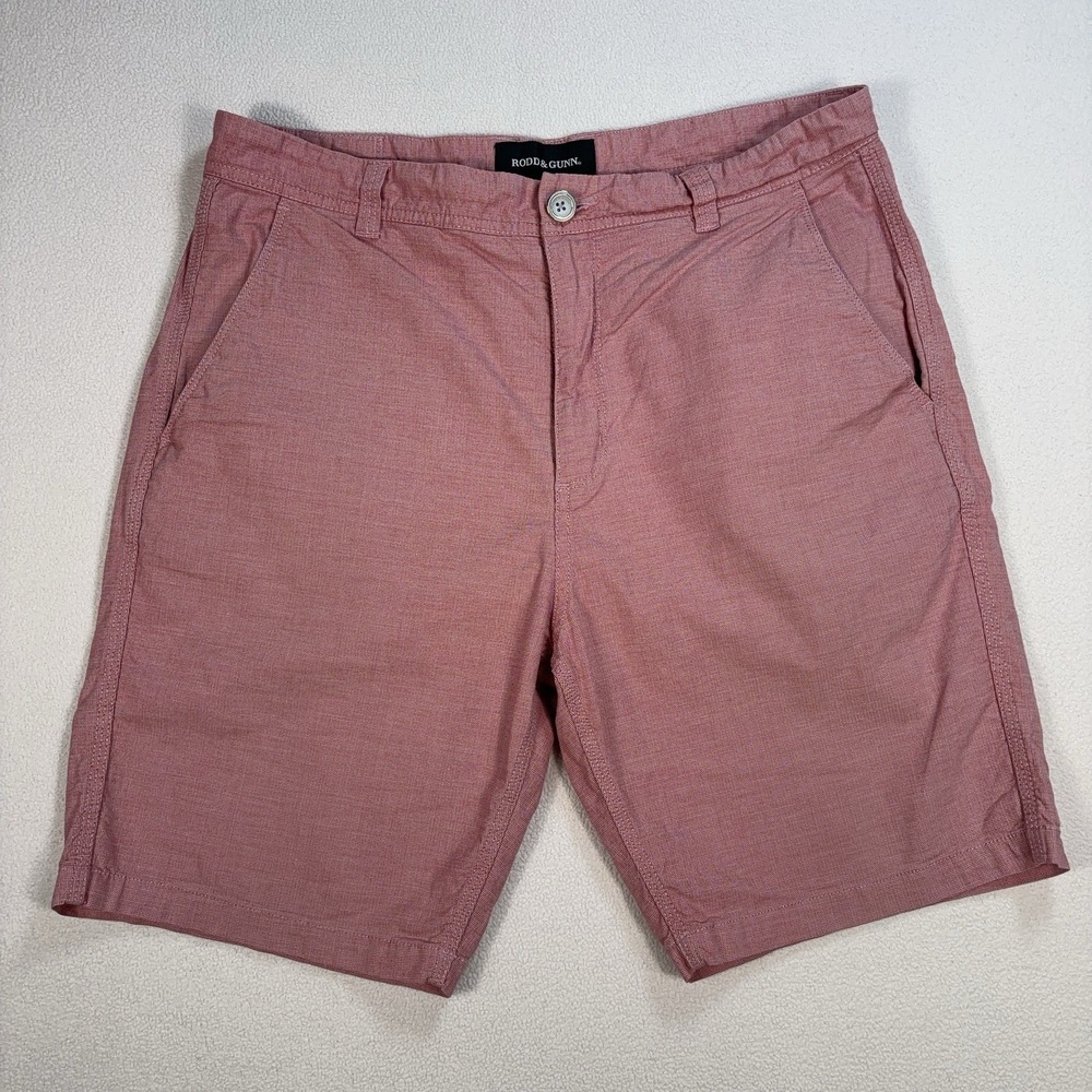 Rodd & Gunn The Gunn Shorts Mens 33 (fits 34x8) Pink Micro-Textured Original Fit